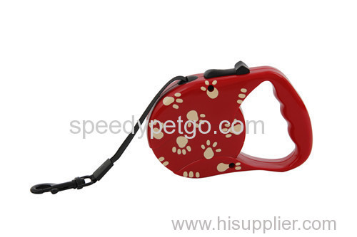 High Quality & Lovely Design Red with paw print Dog Auto Leash