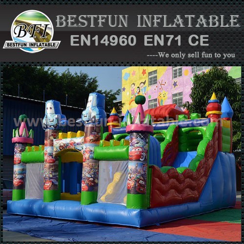 Crazy car inflatable slide for rental