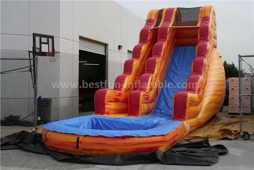 Giant inflatable water slide with pool