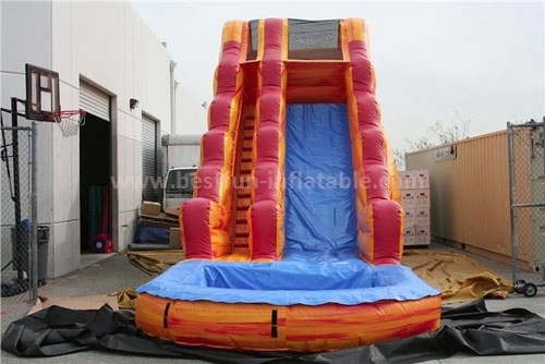 Giant inflatable water slide with pool