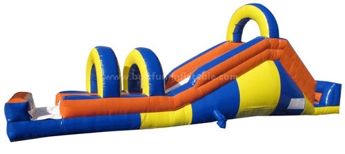 Inflatable double lane slip slide for amusement