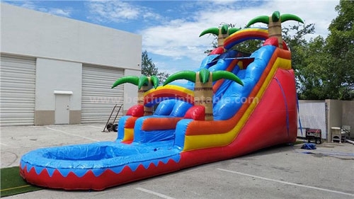 Plam tree inflatable wave water slide