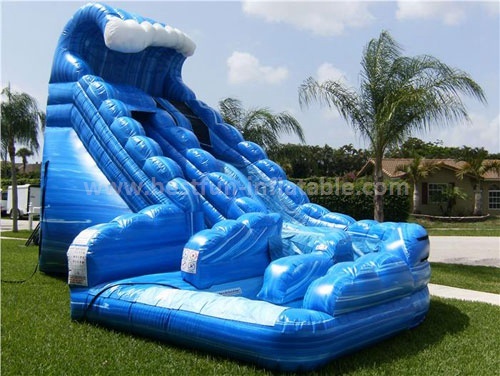 Blue curve giant inflatable slide for adult