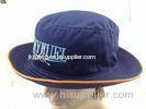 Fishing Embroidered Blue Cotton Bucket Cap Orange Trim For Youth