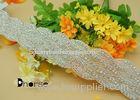 Silver Beaded Clear Stone Rhinestone Beaded Trim For Wedding Dress