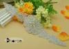 Custom Silver Beaded Rhinestone Bridal Sash Applique For Wedding Dress