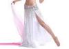 White Bright Spot Belly Dancing Skirts With Net Fabric And Satin Two Layer Plain Color