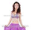Sexy Purple Belly Dancing Bra Tops With Beaded Tassel For Girls / Women 34 / 36B