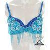 Shinning Sky Blue Belly Dance Sequin Bra Tops , Girls Belly Dance Performance Costumes