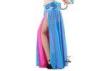 Two Layer Slit Blue And Red Belly Dance Circle Skirt Length 92 cm / 36 inch