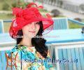 Comfortable Red Abaca Church Ladies Sinamay Hat With Adjustable Sweatband