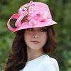 Summer / Spring Natural flower fascinator Pink Straw Hat For Ladies