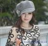 Fashion Rose Ladies Wool Felt Hats With Flower Stones Trim for Party In Winter
