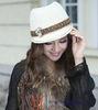 Telescope Crown Fashion Wool Felt Hats Dark Coffee With Chains for Party