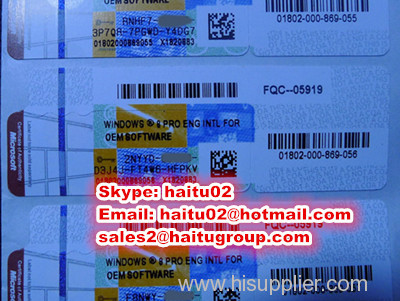 Windows 8 1 pro oem COA license sticker with genuine fpp key code download from official web