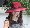 Satin Dress Big Brim Red Dressy Church Hats , Girls Fedoras Hat for travel