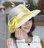 White / Yellow Gold Ribbon Women Church Hats for Horse Race Place
