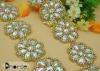 Large Bling Stone Rhinestone Beaded Trim For Wedding Dress , Flower Design