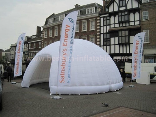White inflatable tent round advertising