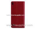 Red Genuine Leather Phone Case For Huawei Ascend P6 Stand Wallet