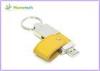 Customizable Yellow Leather USB Flash Disk 4GB / 8GB with Key Ring