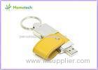 Customizable Yellow Leather USB Flash Disk 4GB / 8GB with Key Ring