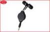 80cm length 3.5mm jack Retractable Earbuds Flat PU cable reel for Earphone