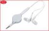 White 0.8m Retractable Earbuds 3.5mm jack Headphone for Electronic appliance