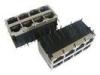 PC Card Surface Mount Stacked RJ45 Jack 10/100/1000M , POE Connector 2 X 4 Ports