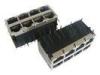 W/LED Gigabit Stacked RJ45 Modular Jack , SDH PDH RJ45 LPJE Series 2 x 4