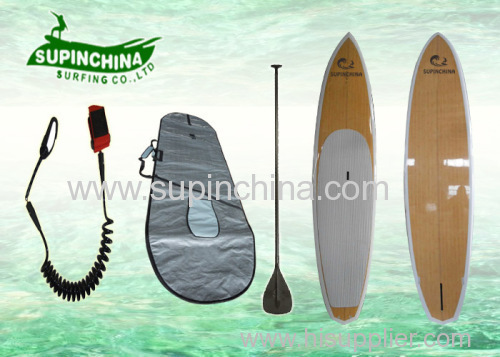 paddleboarding Bamboo Sup Boards with Leash / Carbon Paddle