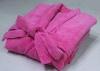 Long Microfiber Polyester Bath Robe , Pink Chenille Bathrobe Full Length