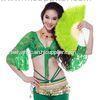 Turkey Feather Belly Dancing Fans In Green Color For Lady Dancers 42 X 26cm