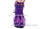 Long Purple Belly Dance Skirts Fishtail Style , Girl Belly Dance Practice Costumes