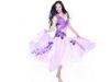 Embroidered Diamond Purple Belly Dance Performance Costumes with Double Layers Skirt