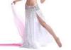 White Bright Spot Net Fabric + Satin Belly Dance Skirt Two Layer Plain Color
