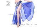 Blue Long Slit 120D Chiffon Belly Dance Skirts For Dancing Competition