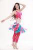 Fashionable Red Belly Dance Practice Clothes with Spandex Mesh Pants Top
