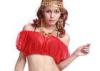 Red Sexy Belly Dancing Bra Tops With Coin Off The Shoulder for Stage Performance