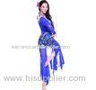 Fashional Royal Blue Mesh lace Belly Dance Performance Costumes with V Collar
