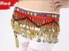 Sexy Shinning Velvet Belly Dance Hip Scarves With Three Layers Gold Coins