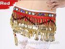 Sexy Shinning Velvet Belly Dance Hip Scarves With Three Layers Gold Coins
