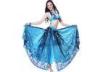 Mesh Blue Belly Dance Costumes for Performance / Competition Embroidered with Bra