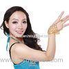 Belly Dance Attire Accessories , Golden Beaded Bracelet With Ring For Ladies