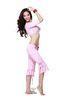Free Size Soft Light Pink Belly Dance Practice Costumes With Ruffle Tops And Pants