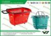 Rolling Plastic Supermarket Wheeled shopping basket cart 30L , 45L , 65L