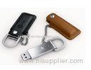Leather Brown USB 2.0 Flash Drive , Customized 16GB 32GB High Capacity Thumb Drives