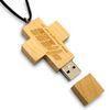 Crucifix Design Engrave Logo Wood USB Drive 32GB 64GB