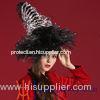 Women Unique Party Dressy Church Hats With Black Net And White Feather