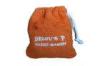 Orange Toweling Drawstring Pouch Embroidered For Bath Gloves , 1316cm